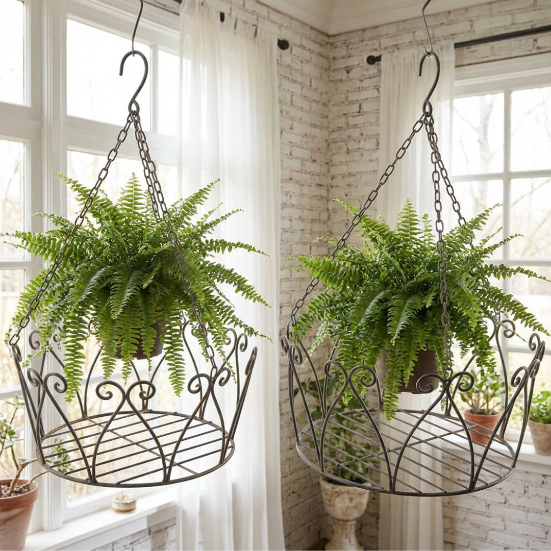 Hängekorb Metall 2er Set dunkelrost – Blumenampel Vintage – Dekolina