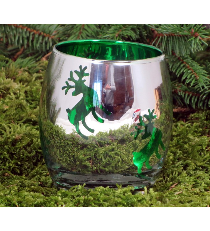 XMAS Teelichthalter weihnachtlich grün ca. 8 cm hoch – Dekolina