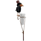 Regenmesser Rabe mit Zylinder aus Metall – Gartenstecker 152,5 cm