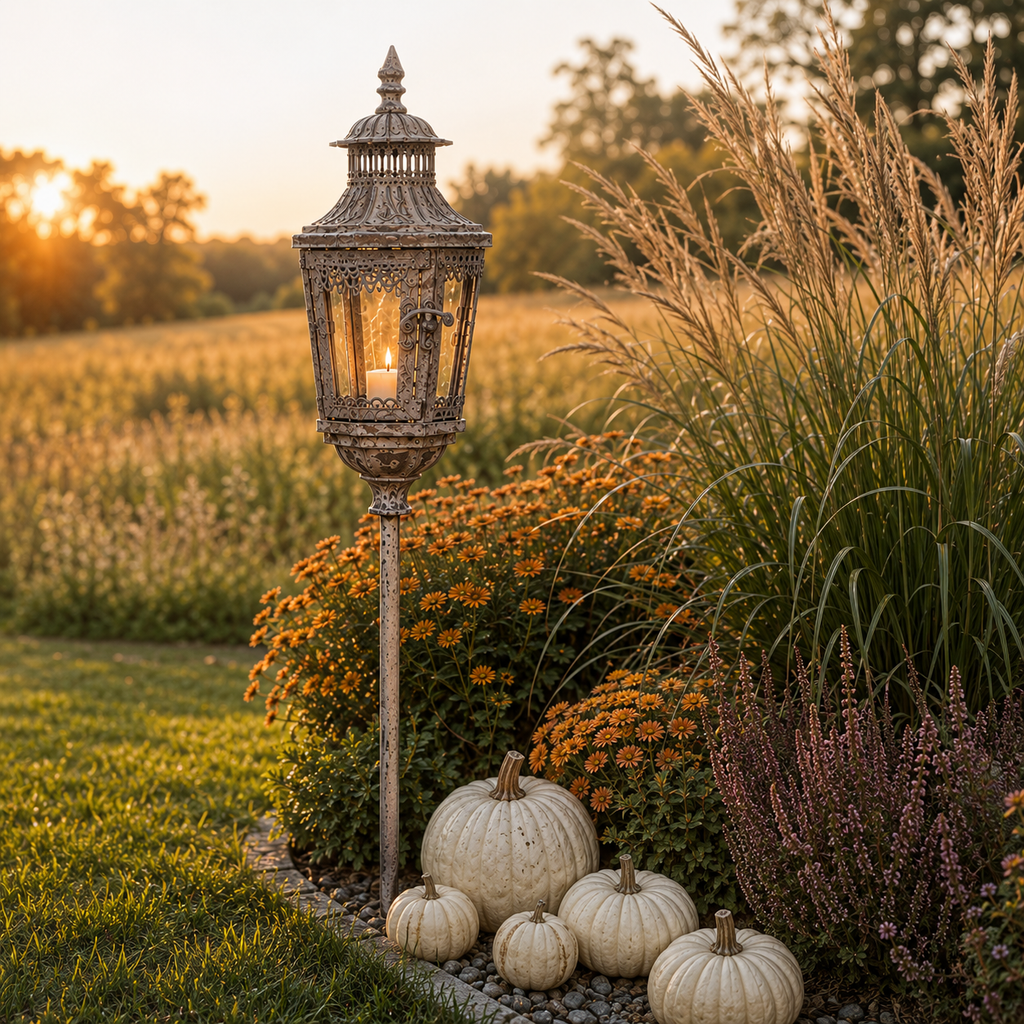 Herbstzauber Angebot 3er-Set Gartenlaternen mit Erdspieß  Höhe ca. 125 cm