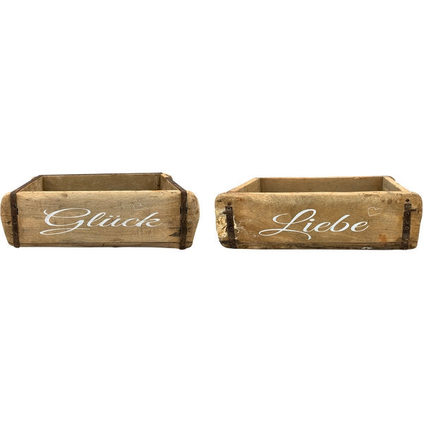 Alte Ziegelform Antiquité aus Holz – Glück oder Liebe 32 cm breit