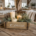 Alte Ziegelform Antiquité aus Holz – Glück oder Liebe 32 cm breit