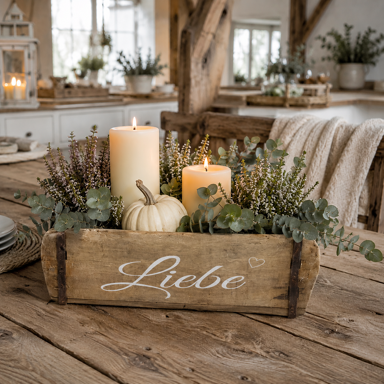 Alte Ziegelform Antiquité aus Holz – Glück oder Liebe 32 cm breit