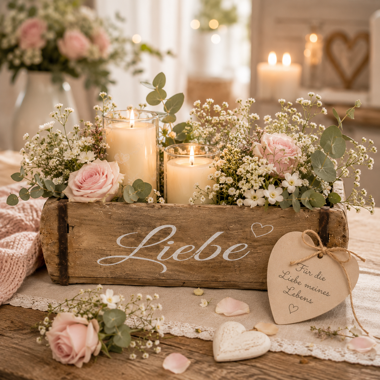 Alte Ziegelform Antiquité aus Holz – Glück oder Liebe 32 cm breit
