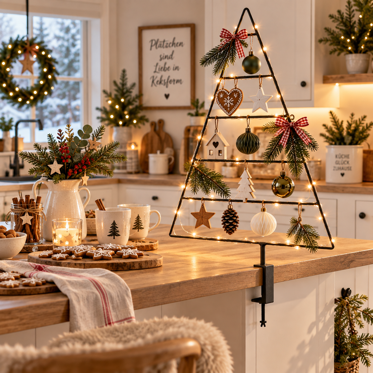 Deko Tannenbaum für den Tisch aus Metall mit Tischhalterung – 85 cm