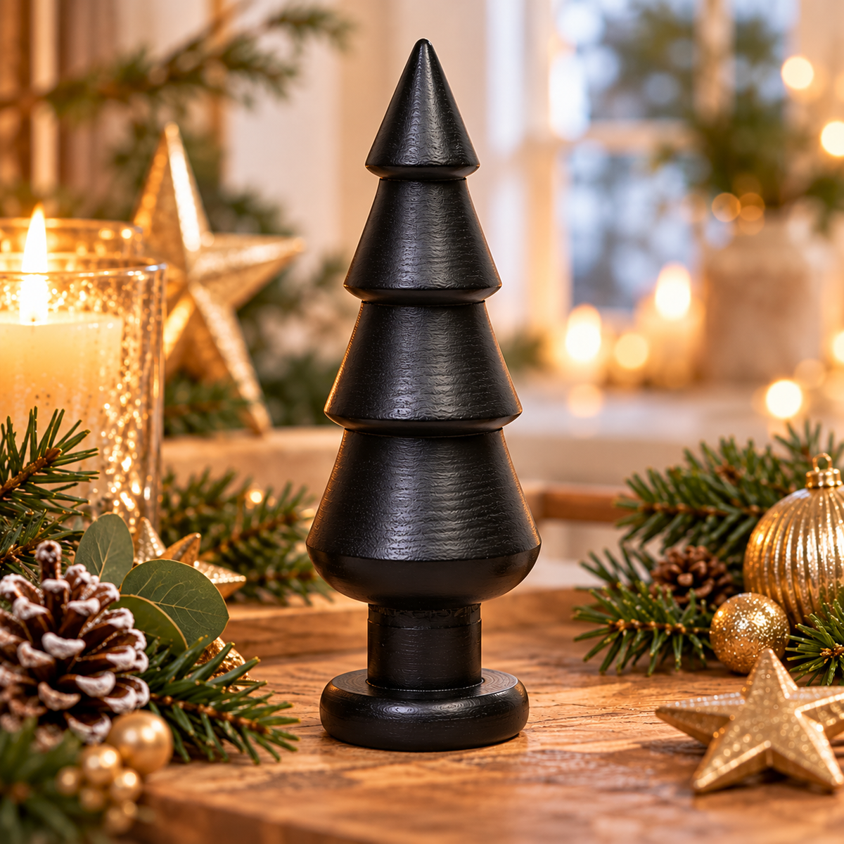 Tannenbaum aus Holz Schwarz – 21 oder 25 cm zur Wahl