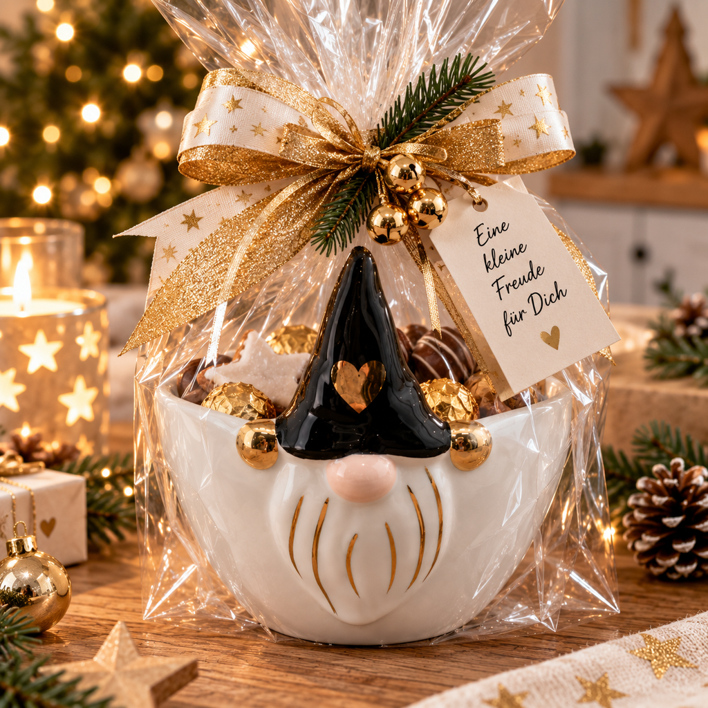 XOXO Wichtel Schale Keramik – weiß, schwarz & gold 11 cm
