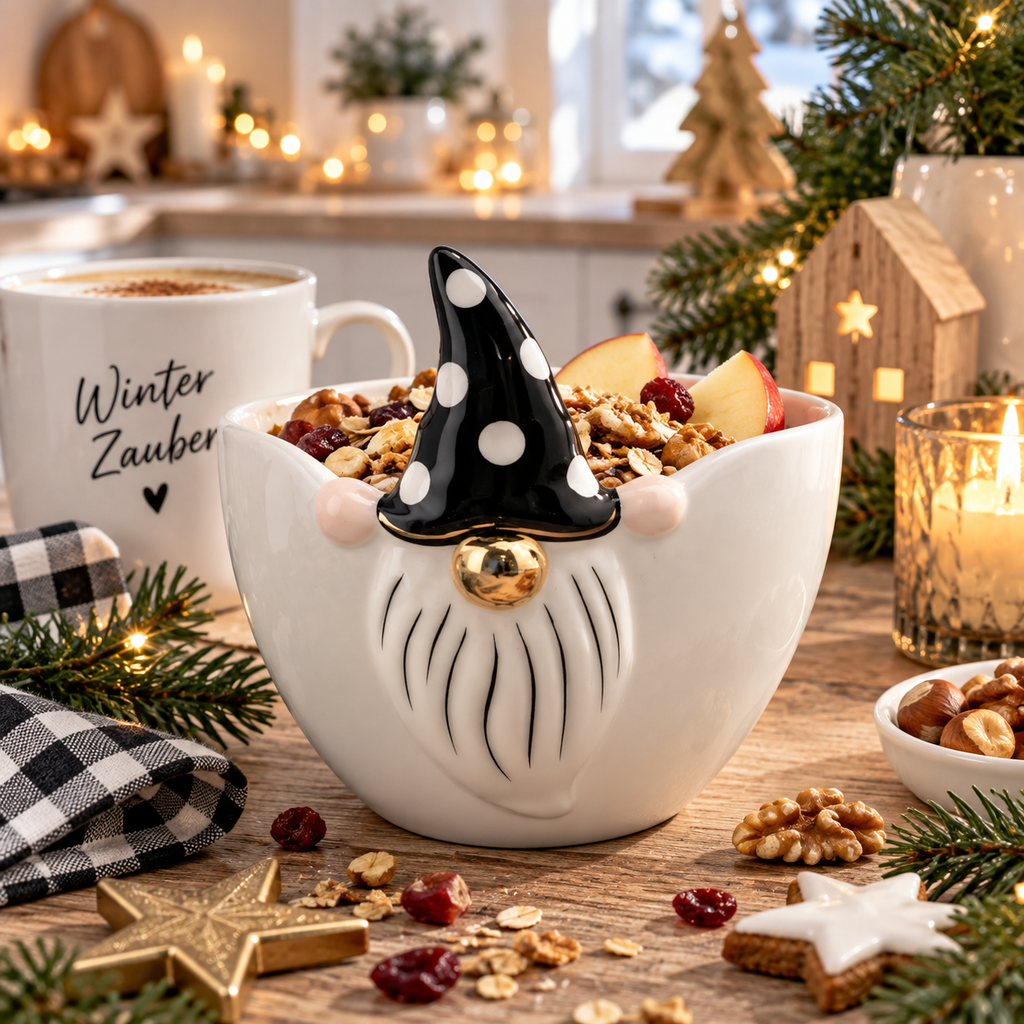 XOXO Wichtel Schale aus Keramik – weiß, schwarz & gold