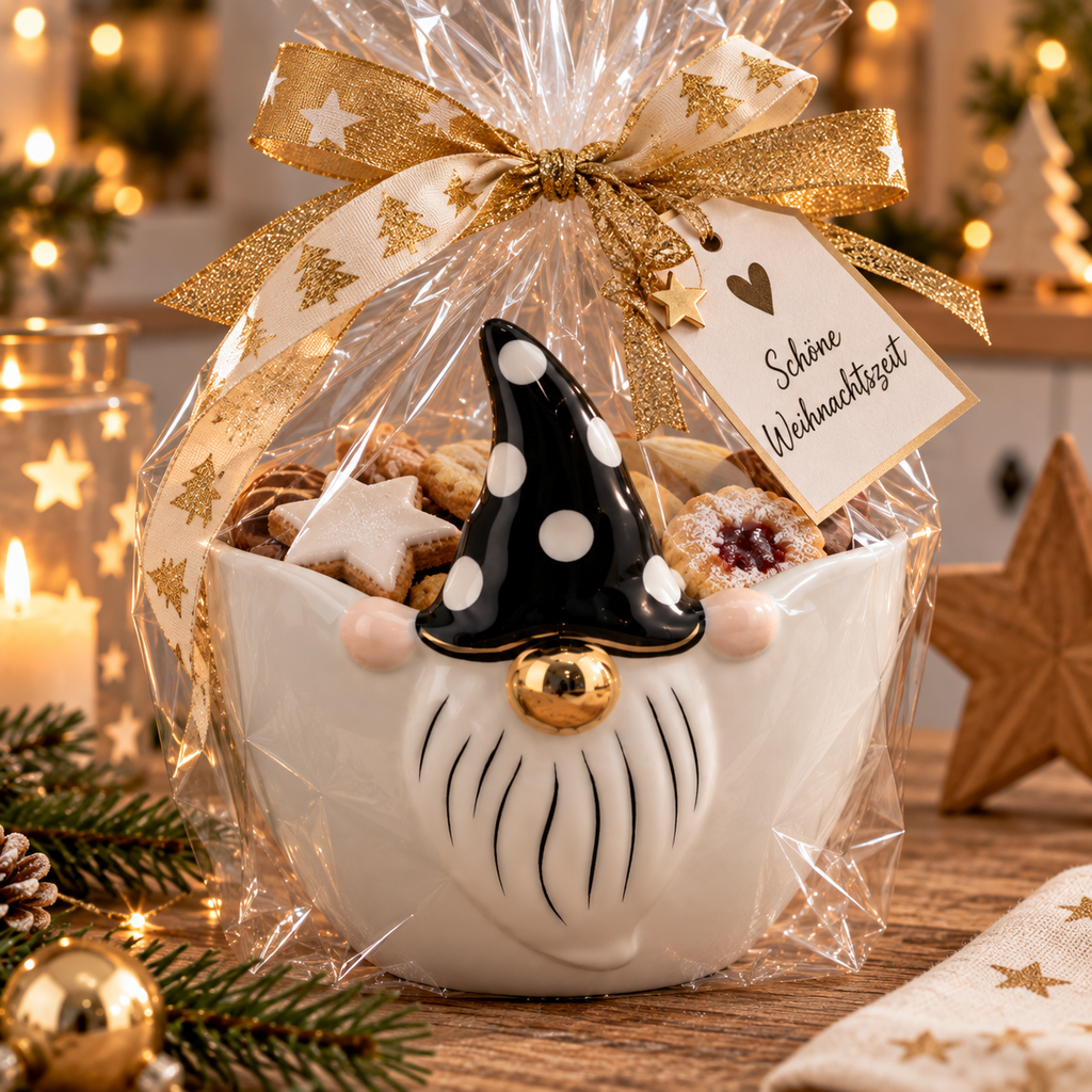 XOXO Wichtel Schale aus Keramik – weiß, schwarz & gold