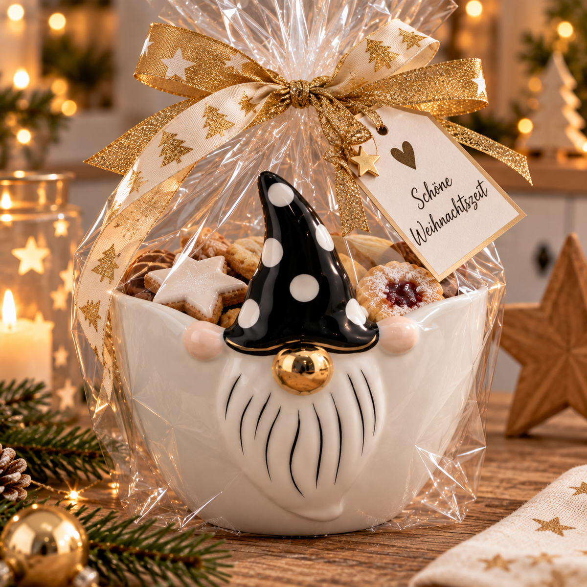 XOXO Wichtel Schale aus Keramik – weiß, schwarz & gold
