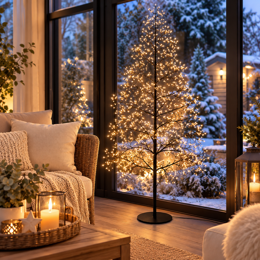 Weihnachtsbaum LED-Doldenbaum Schwarz – 120 cm mit 990 LEDs
