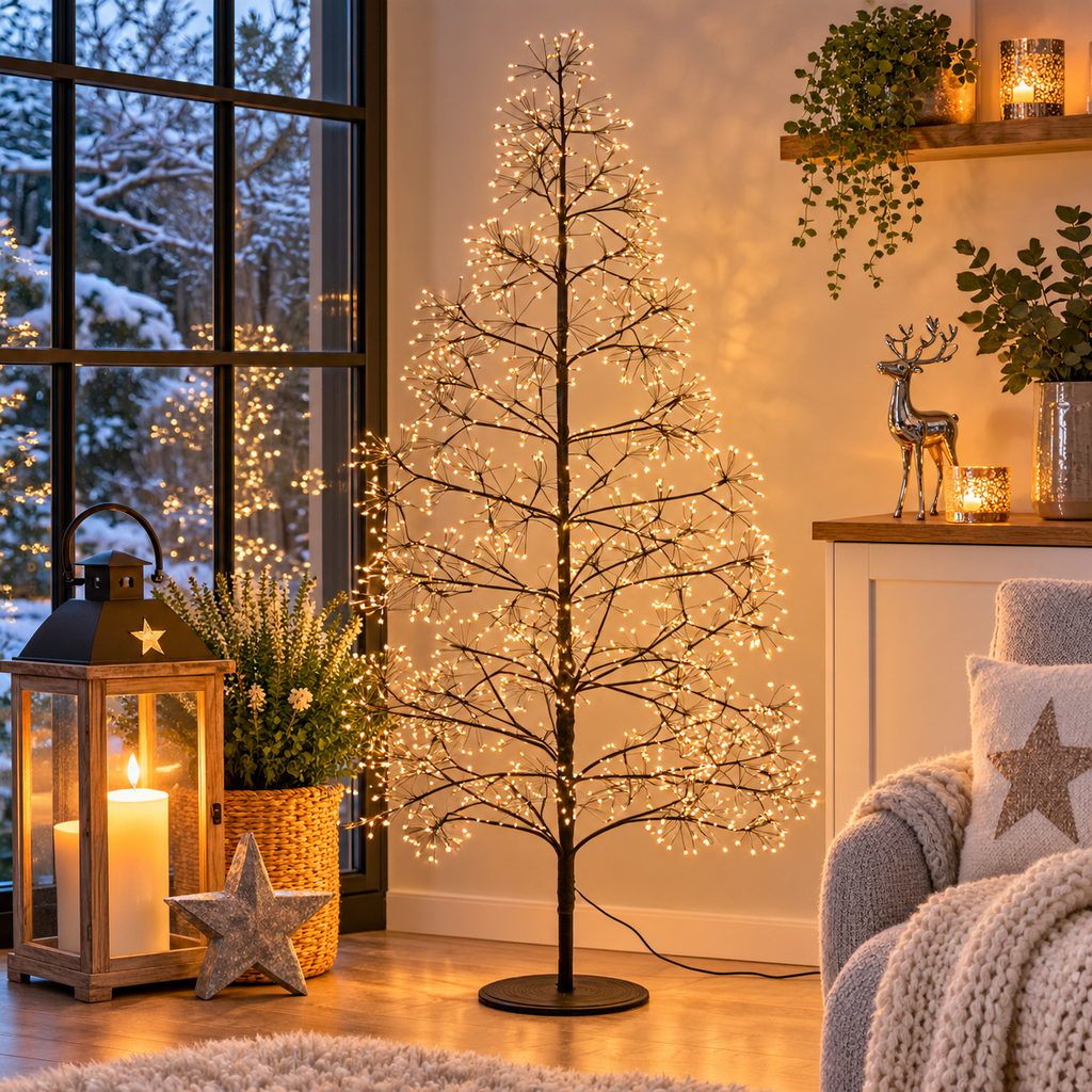 Weihnachtsbaum LED-Doldenbaum Schwarz – 120 cm mit 990 LEDs