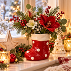 Weihnachtsstiefel aus Keramik Rot-Weiß – Vase & Dekogefäß