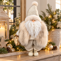 Santa Weihnachtsfigur creme mit weichem Fell – 57 cm