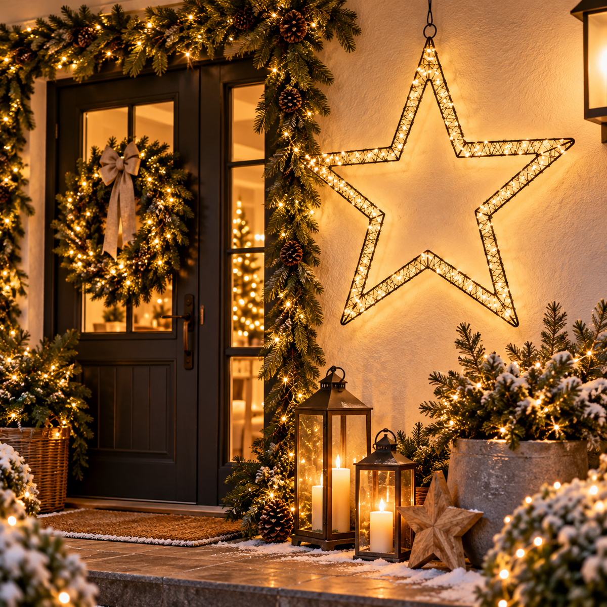 LED Weihnachtsstern zum Hängen – 250 LEDs, 59 cm, Schwarz