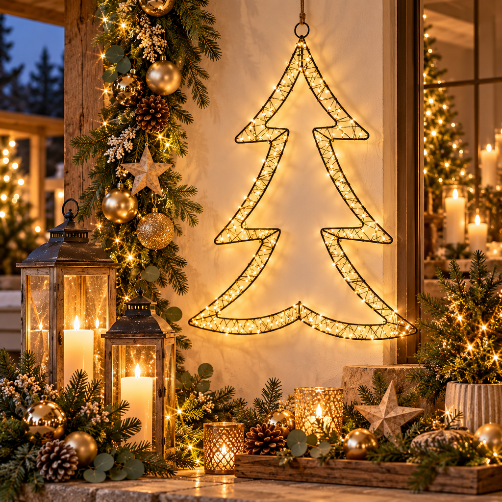 LED Weihnachtsbaum Hänger Lumière schwarz – 250 LEDs, Outdoor, 62 cm