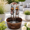 Wasserspeier Vogelpaar mit Schirm & Pumpe – Metallbrunnen mit Wanne 47,5 cm