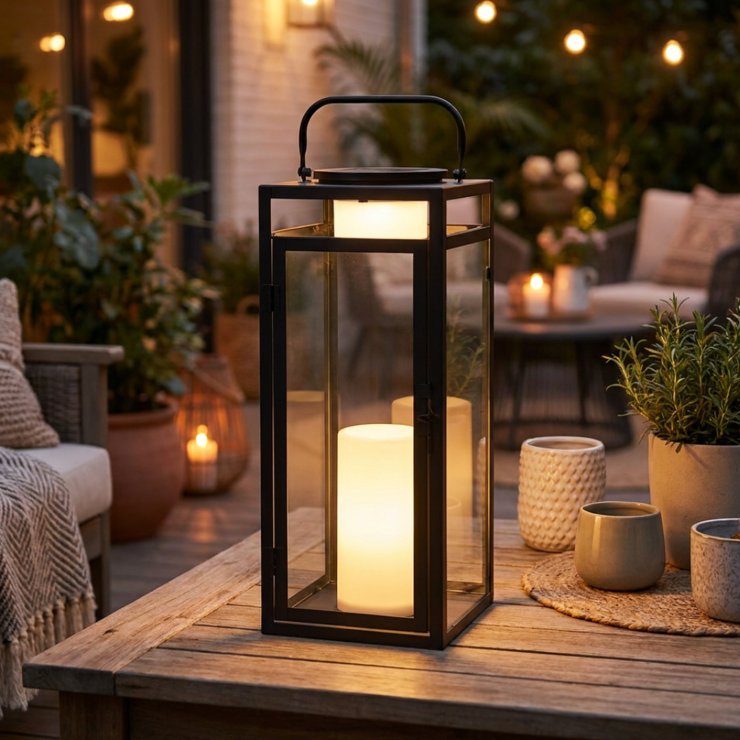 Solar Laterne Metall Glas – Gartenlaterne für Terrasse & Balkon – Dekolina