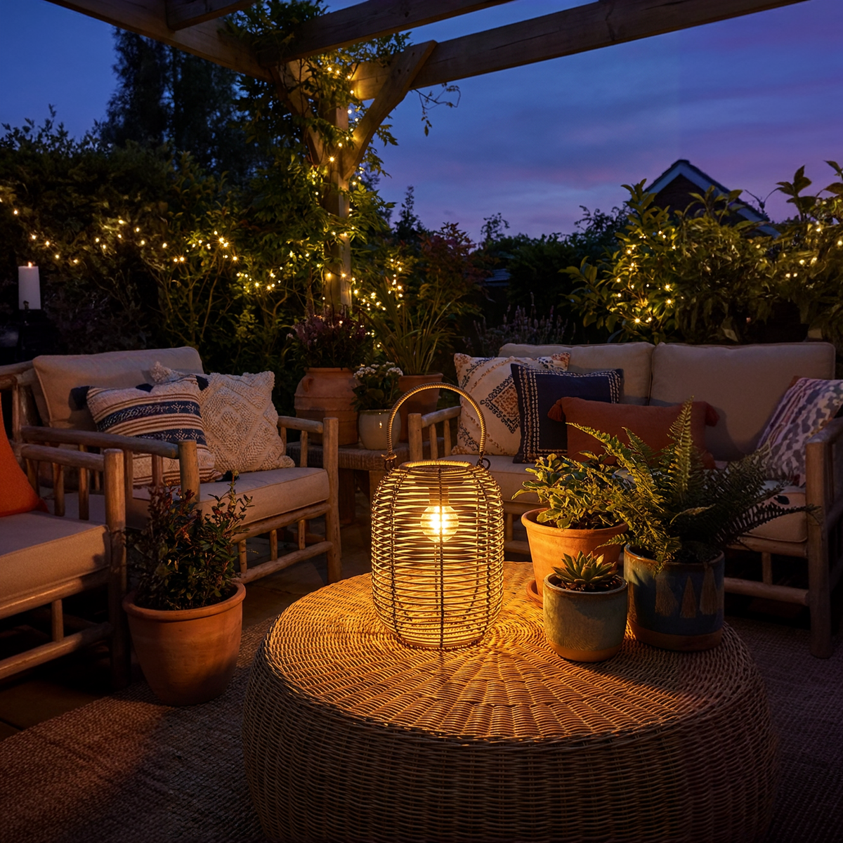 Solar Laterne Rattan Optik – natürliche Gartenlampe für Terrasse & Balkon – Dekolina
