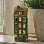 Haus Windlicht Grün aus hochwertigen Keramik 30 cm