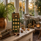 Haus Windlicht Grün aus hochwertigen Keramik 30 cm
