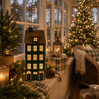 Haus Windlicht Grün aus hochwertigen Keramik 30 cm