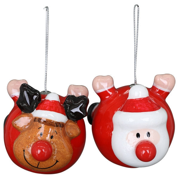 Santa Anhänger 2er-Set mit leuchtender Nase 12,5 cm