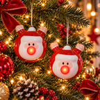Santa Anhänger 2er-Set mit leuchtender Nase 12,5 cm