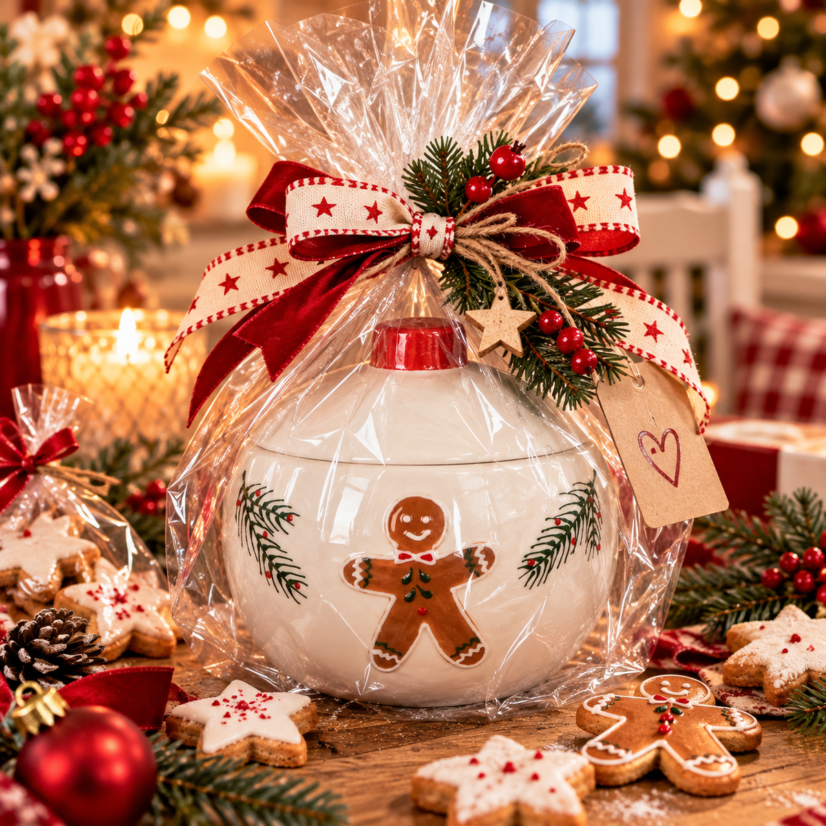 Weihnachtliche Plätzchendose Gingerbread aus Keramik 15 cm