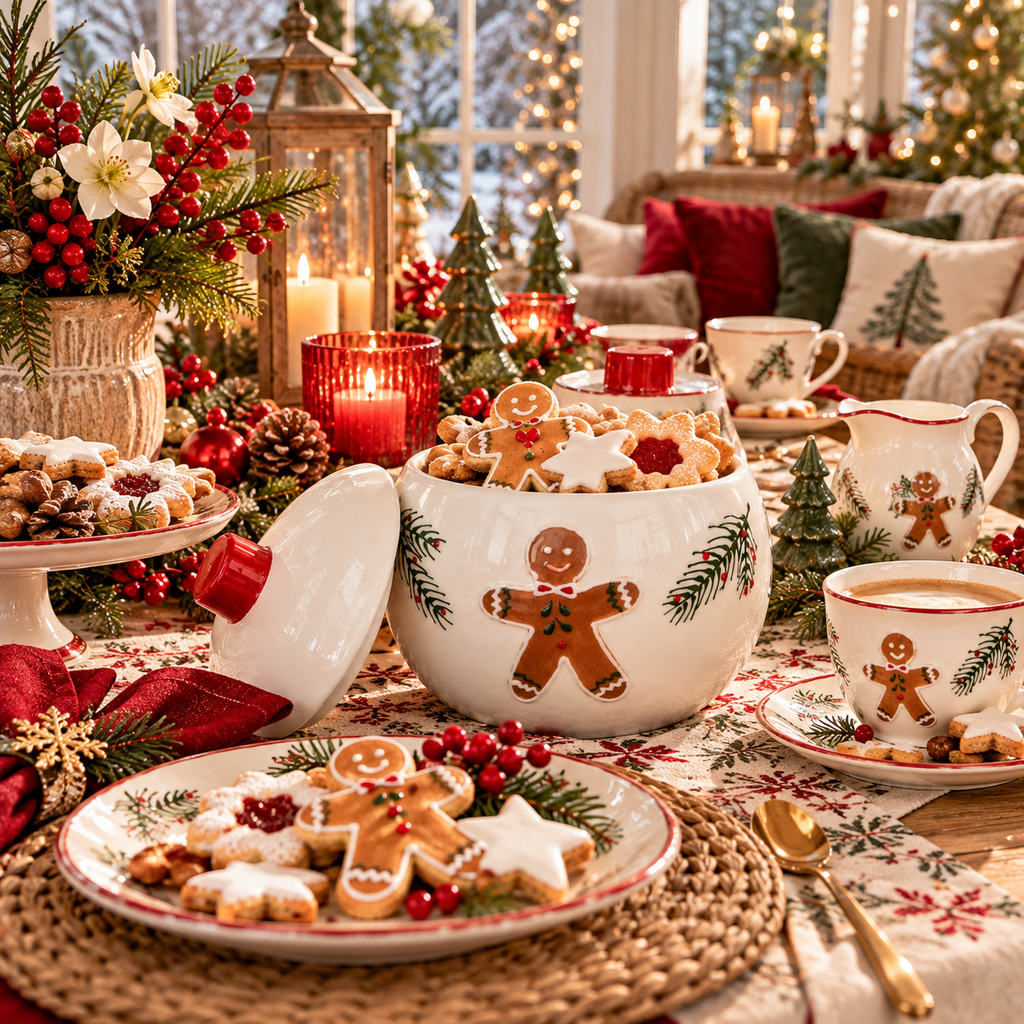 Weihnachtliche Plätzchendose Gingerbread aus Keramik 15 cm