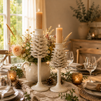 Kerzenständer Set beige aus Metall 2er-Set 22,5 & 32 cm