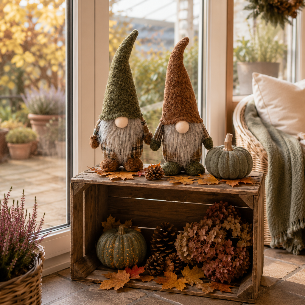 Gnom Fily 2er-Set – Herbstwichtel Grün & Braun, 30 cm