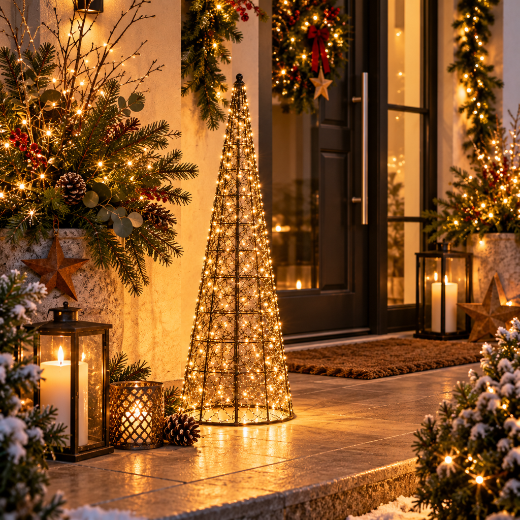 LED Weihnachtsbaum Schwarz aus Metall – 60 cm, 200 LEDs