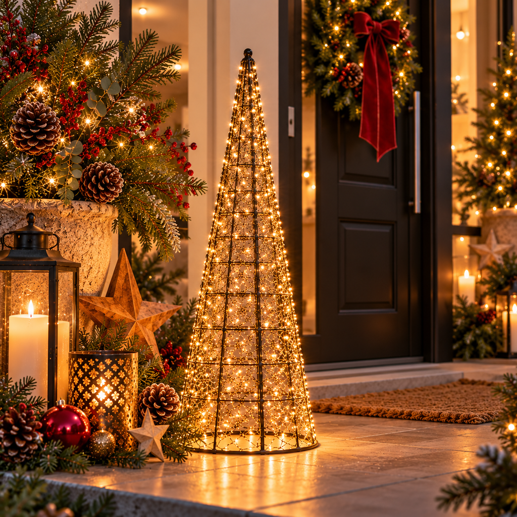 LED Weihnachtsbaum Schwarz aus Metall 80 cm, 300 LEDs