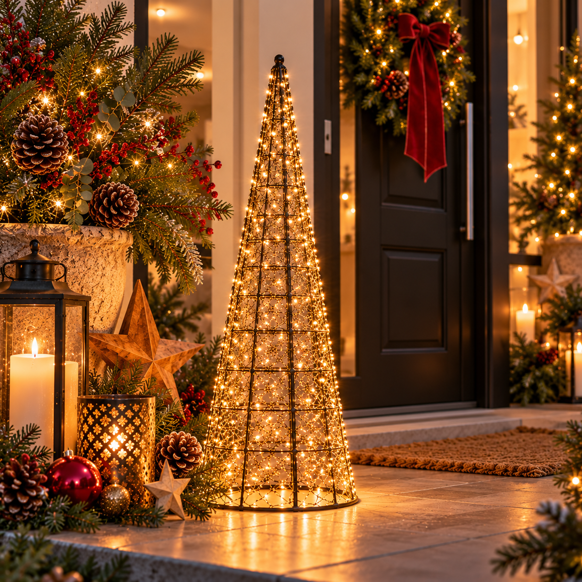 LED Weihnachtsbaum Schwarz aus Metall 80 cm, 300 LEDs