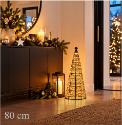 LED Weihnachtsbaum Schwarz aus Metall 80 cm, 300 LEDs
