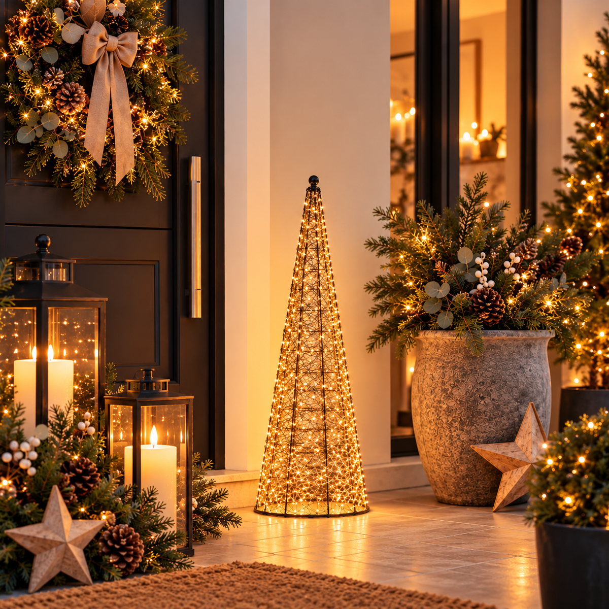 LED Weihnachtsbaum Schwarz aus Metall Höhe 100 cm 400 LEDs