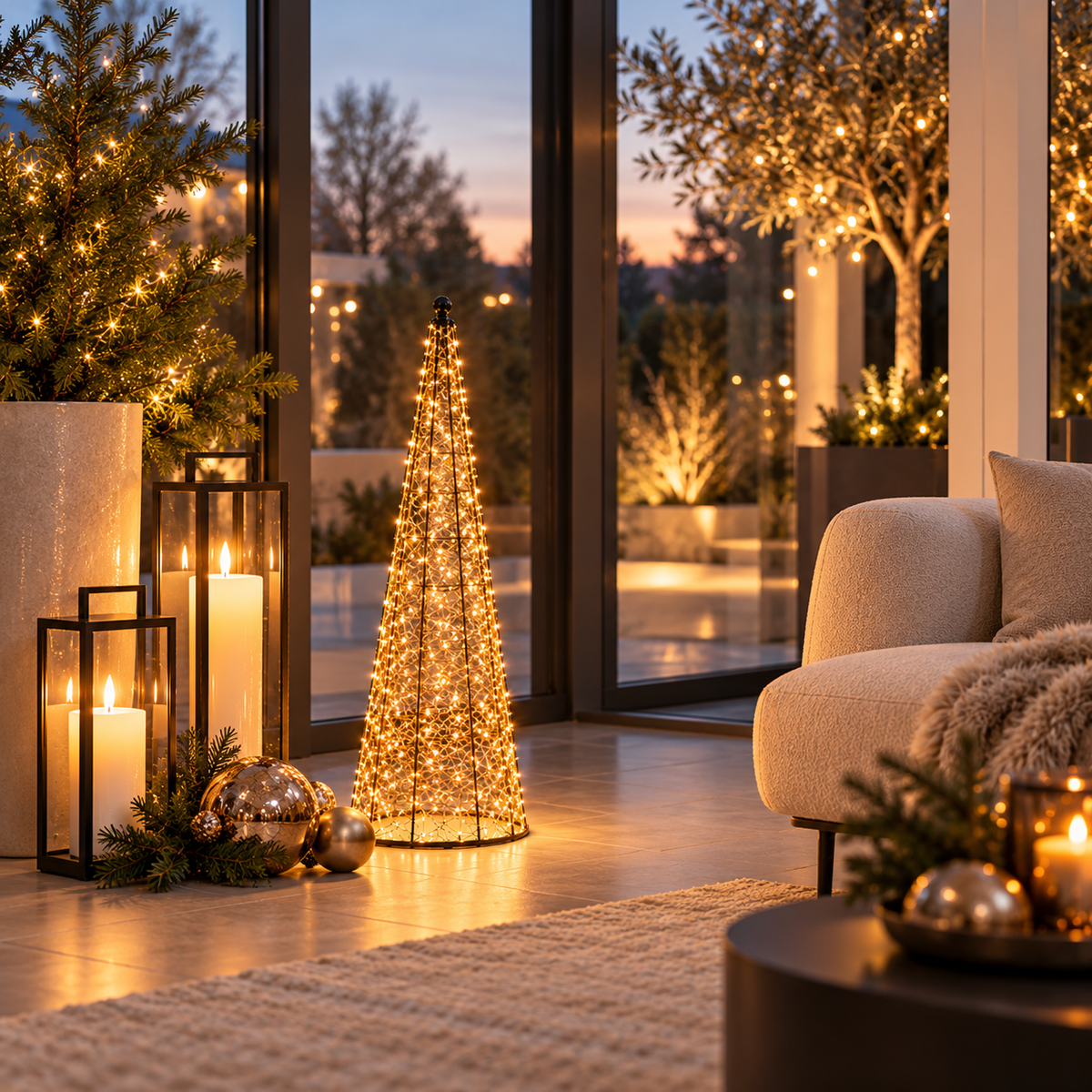 LED Weihnachtsbaum Schwarz aus Metall Höhe 100 cm 400 LEDs