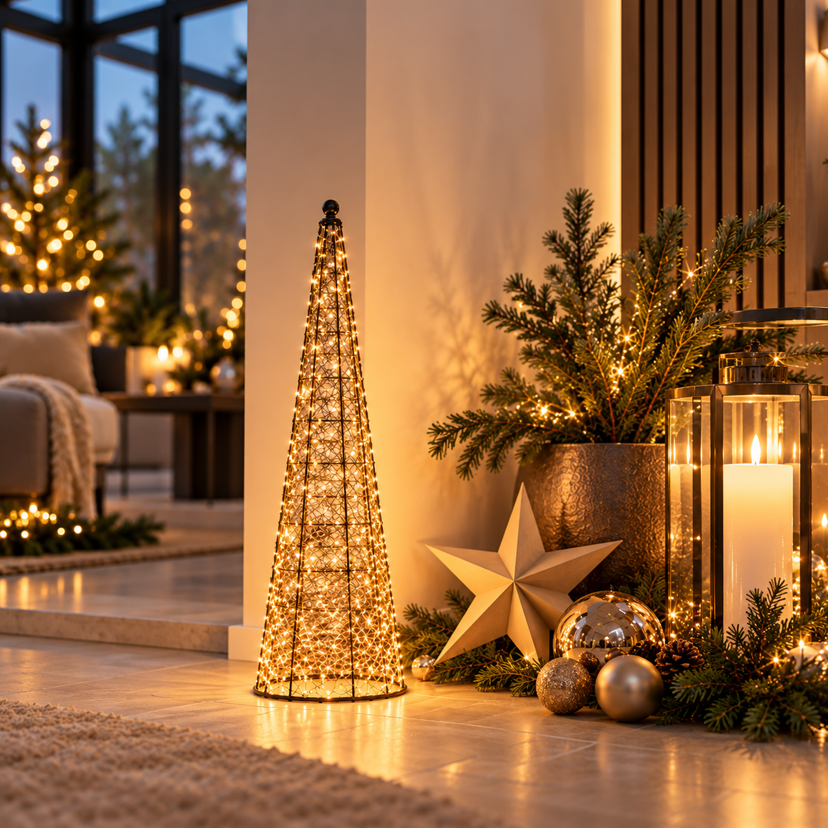 LED Weihnachtsbaum Schwarz aus Metall Höhe 100 cm 400 LEDs