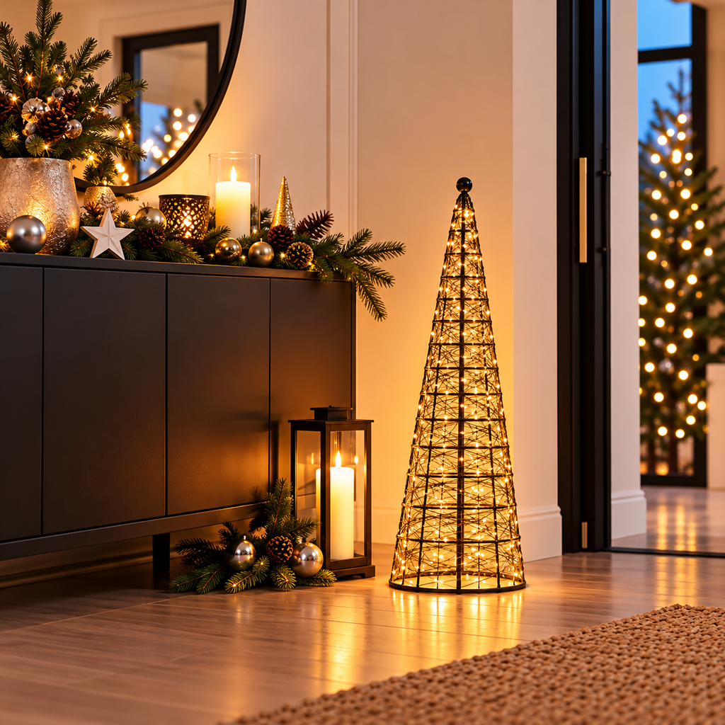 LED Weihnachtsbaum Schwarz aus Metall Höhe 100 cm 400 LEDs