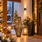 LED-Säule Schwarz 95 cm 60 warmweiße LEDs zum Hängen & Stellen