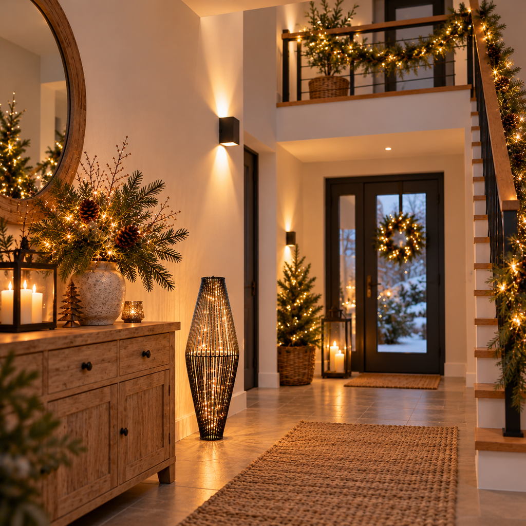 LED-Säule Schwarz 95 cm 60 warmweiße LEDs zum Hängen & Stellen