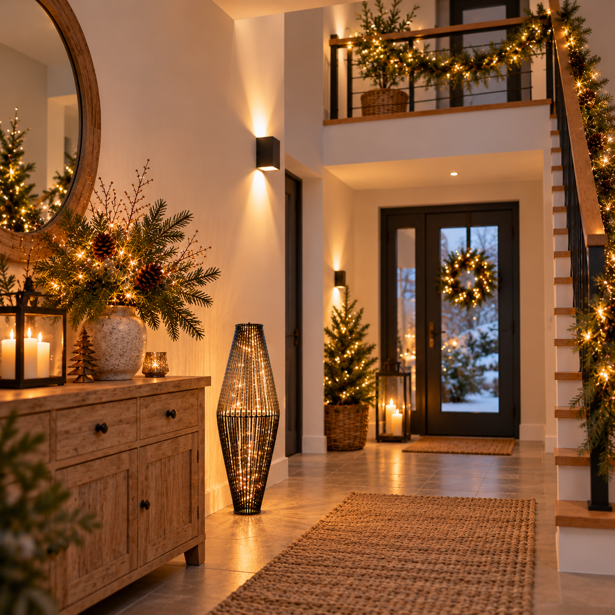 LED-Säule Schwarz 95 cm 60 warmweiße LEDs zum Hängen & Stellen