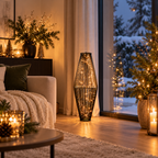 LED-Säule Schwarz 95 cm 60 warmweiße LEDs zum Hängen & Stellen