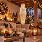 LED-Säule Silber 95 cm 60 LEDs zum Hängen & Stellen