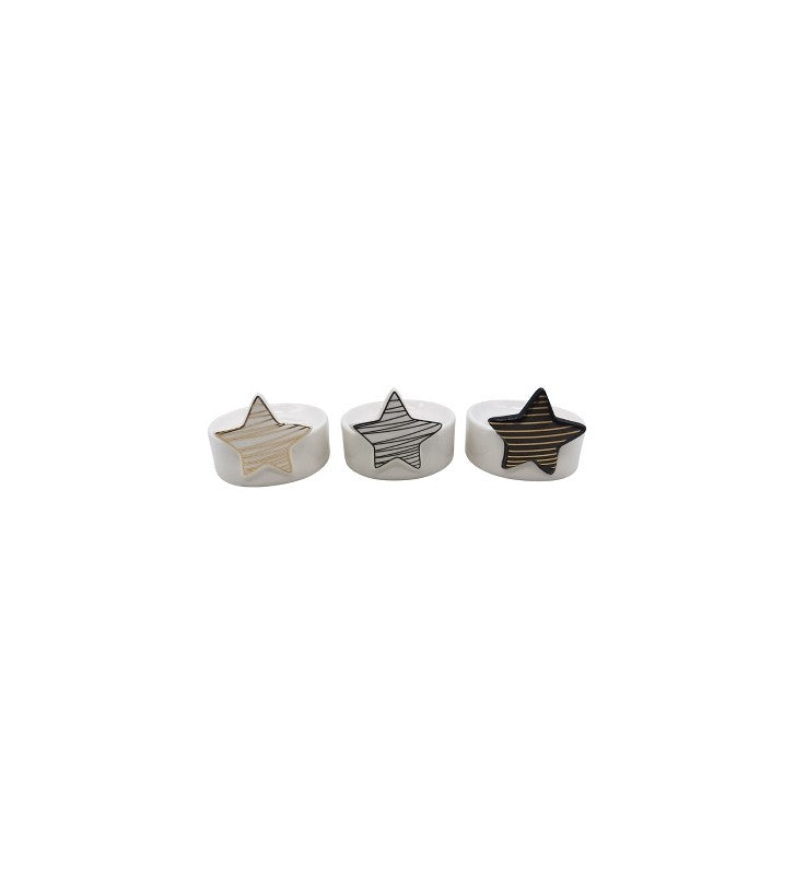 3er Set Teelichthalter aus Keramik ca. 7,5x7,5,5 cm