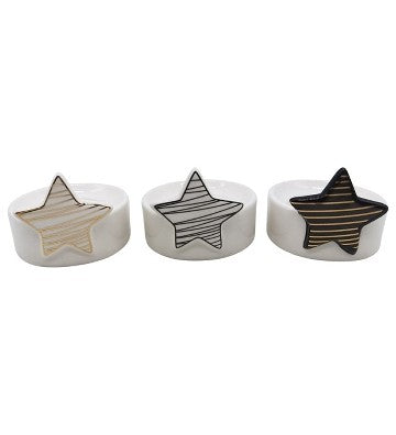 3er Set Teelichthalter aus Keramik ca. 7,5x7,5,5 cm
