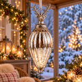 Weihnachtsanhänger Glaszapfen mit Hirsch Silber 65 cm hoch massiv und schwer