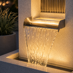 Design Gartenbrunnen mit Pflanzgefäß & LED-Beleuchtung – Weiß – 83,5 cm