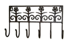 Hakenleiste Blumen Metall dunkelrostfarben 6 Haken 30 cm